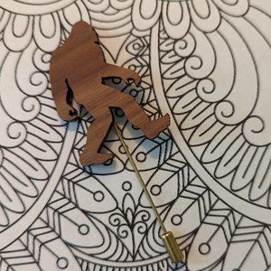 Bigfoot Yeti Sasquatch  Walnut Wood Stick Pin